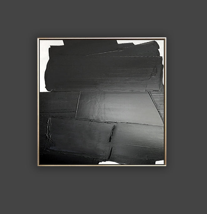 296 Minimalist Textured Black Art