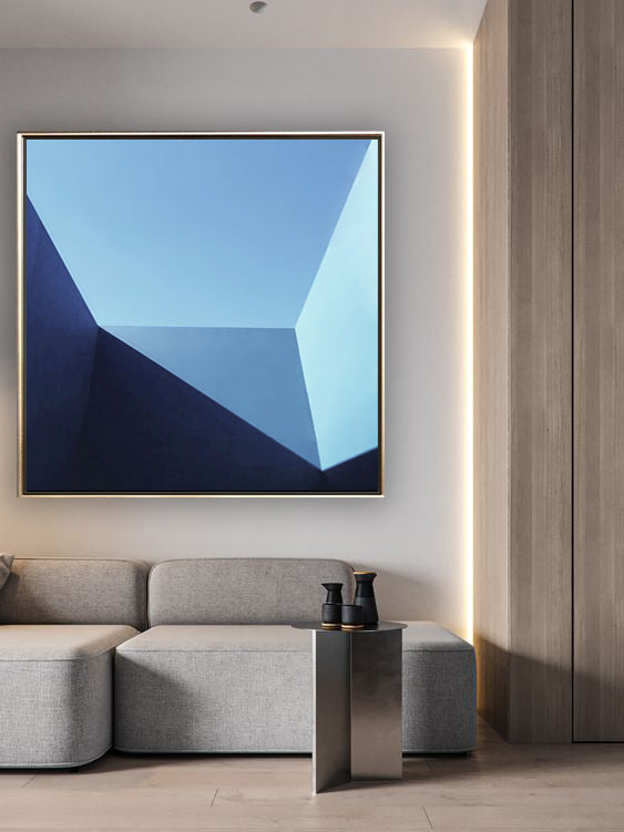 23 Minimalist Art Blue Geometric Abstract Painting Handpainted Artwork