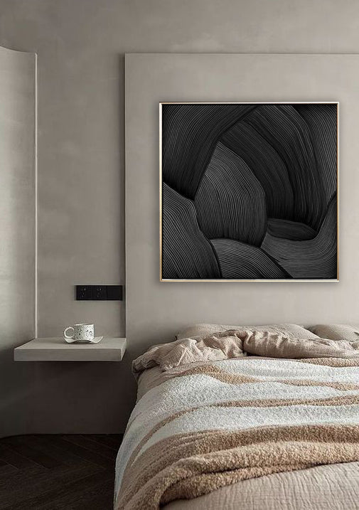 20 Minimalist Art Solid Black Textured Painting Handpainted Artwork