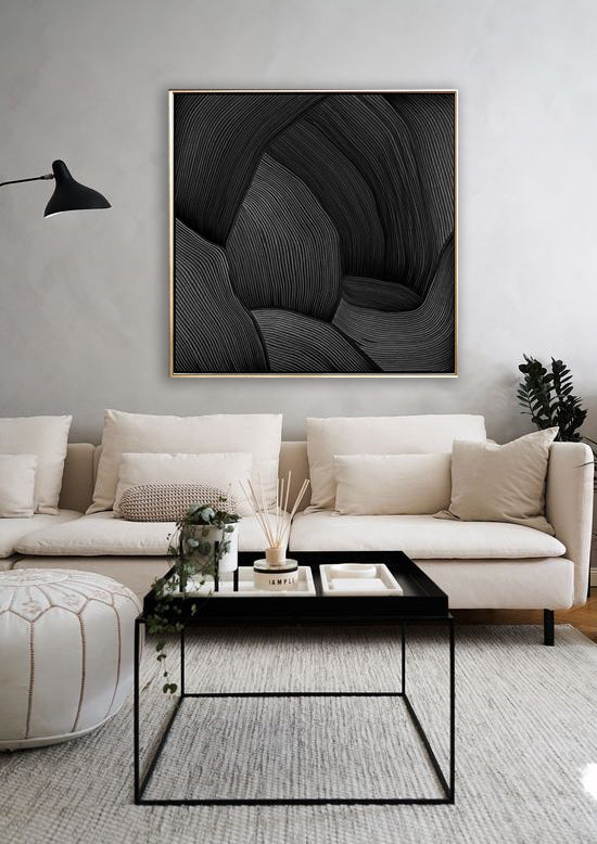 20 Minimalist Art Solid Black Textured Painting Handpainted Artwork