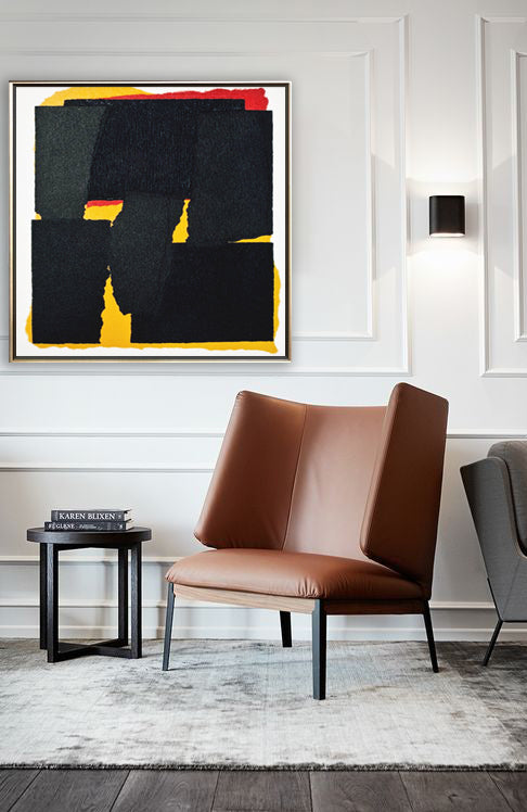 17 Minimalist Art Yellow Accent Color Black Handpainted Artwork