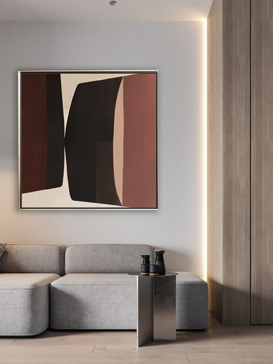 28 Minimalist Art Brown Geometric Abstract Handpainted Artwork