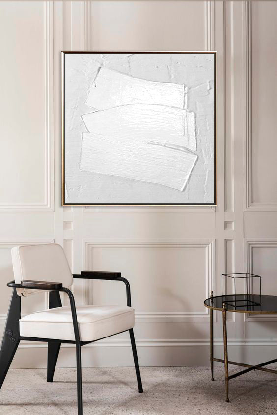 33 Minimalist Art Solid White Textured Handpainted Artwork