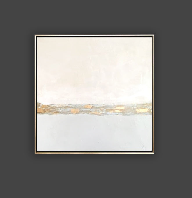 36 Minimalist Art Light Beige Gold Handpainted Artwork Painting