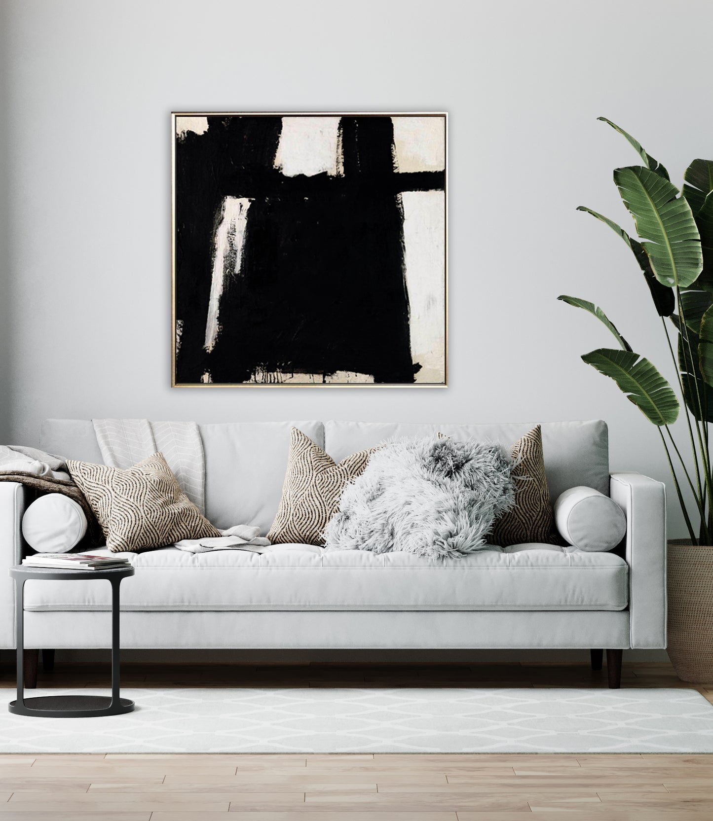 39 Minimalist Art Beige&Black Handpainted Artwork