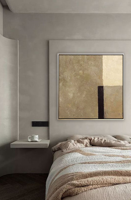 43 Minimalist Art Abstract Geometric Khaki Handpainted Artwork