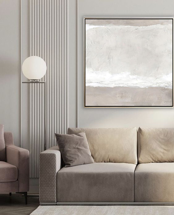 44 Minimalist Art Monochrome Soft Beige Abstrakt Handpainted Artwork