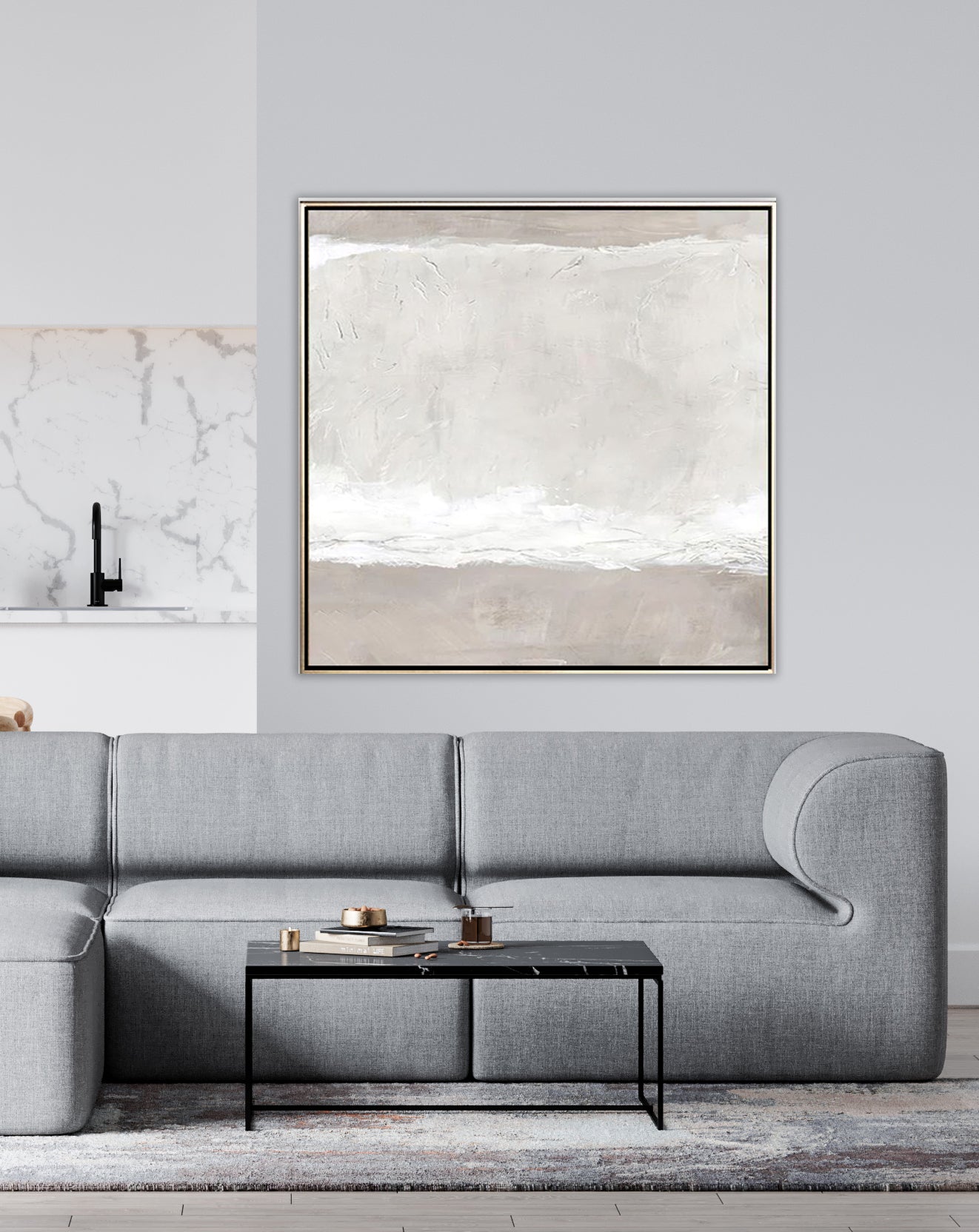 44 Minimalist Art Monochrome Soft Beige Abstrakt Handpainted Artwork