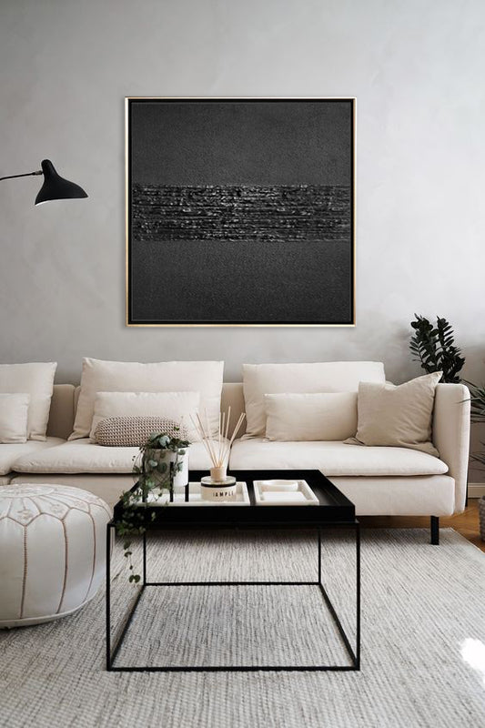 48 Minimalist Art Solid Black Textured Painting Handpainted Artwork