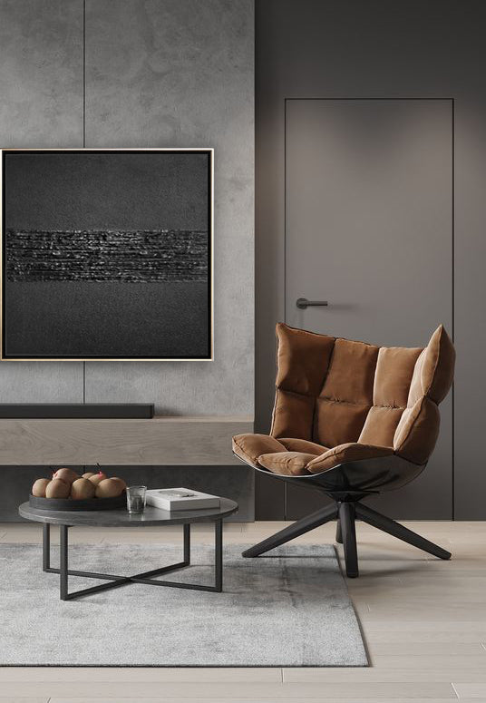 48 Minimalist Art Solid Black Textured Painting Handpainted Artwork