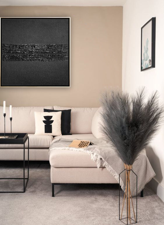 48 Minimalist Art Solid Black Textured Painting Handpainted Artwork