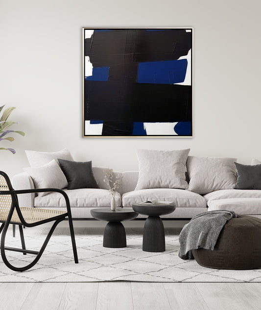 55 Minimalist Art Blue&Black Abstract Handpainted Artwork