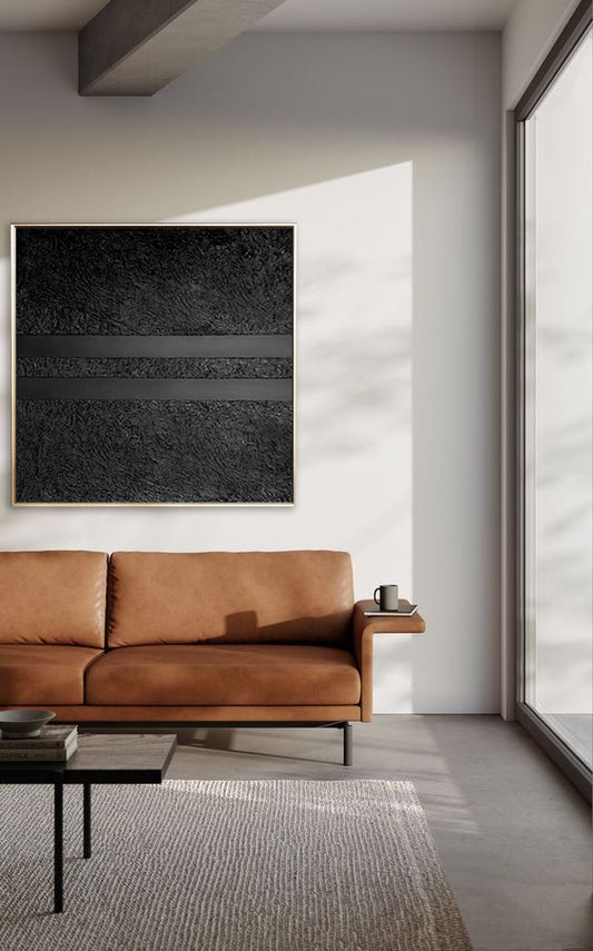 57 Minimalist Art Solid Black Textured Handpainted Artwork