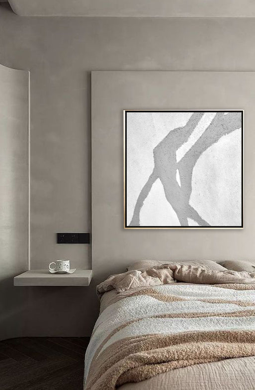 59 Minimalist Art White Grey Abstract Handpainted Artwork