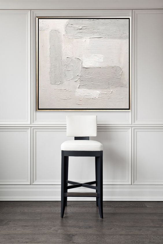 64 Minimalist Art Beige&White Textured Handpainted Artwork