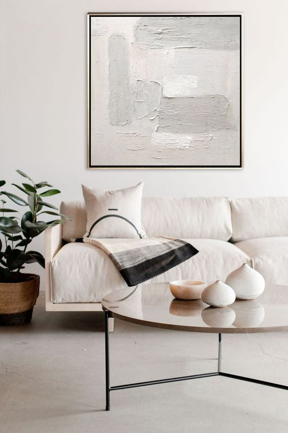 64 Minimalist Art Beige&White Textured Handpainted Artwork