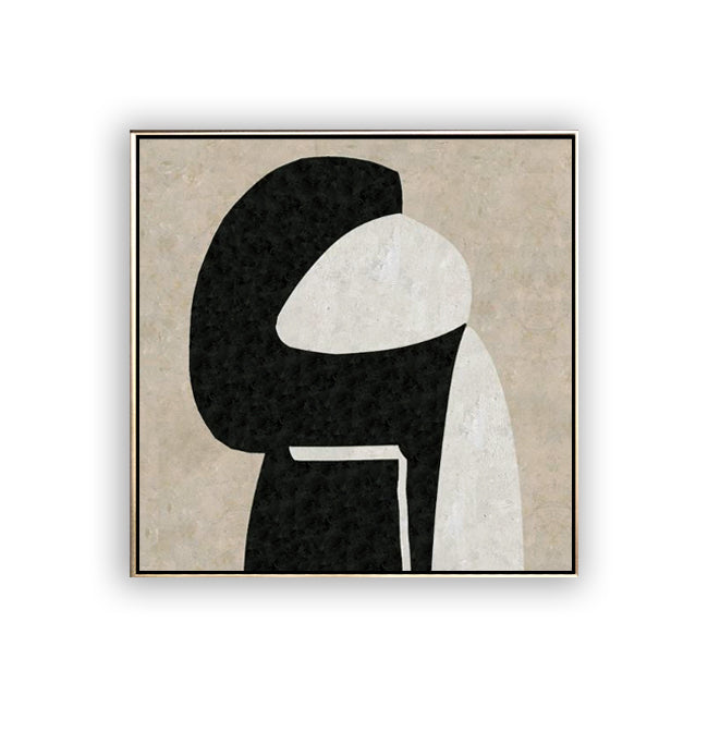 67 Minimalist Art Abstract Beige&Black Handpainted Artwork