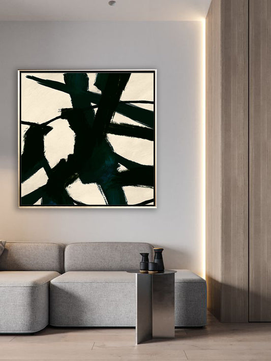 68 Minimalist Art Beige&Black Abstract Handpainted Artwork