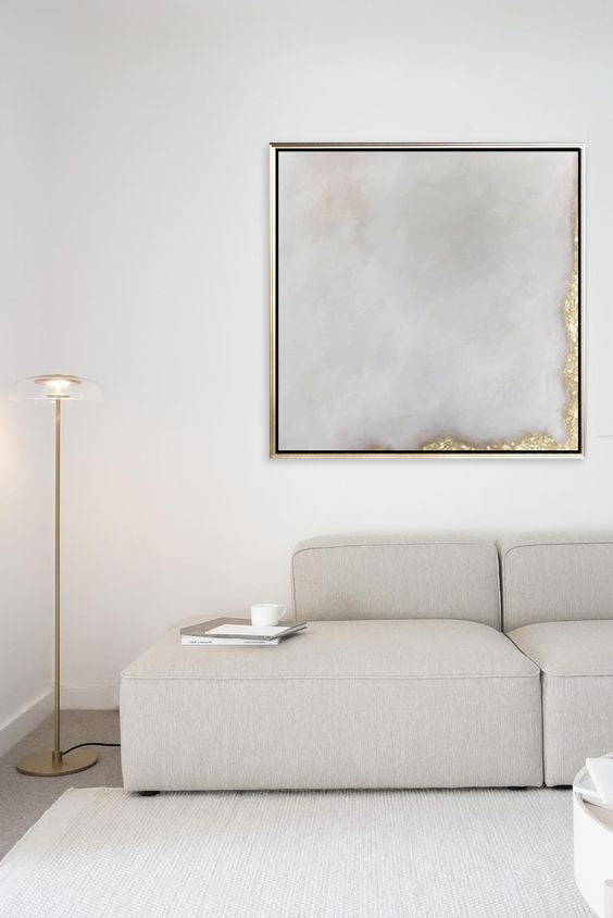 70 Minimalist Art Beige Gold Corner Handpainted Artwork