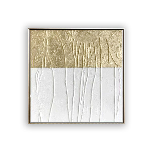 71 Minimalist Art Textured Painting White&Gold Abstract Artwork