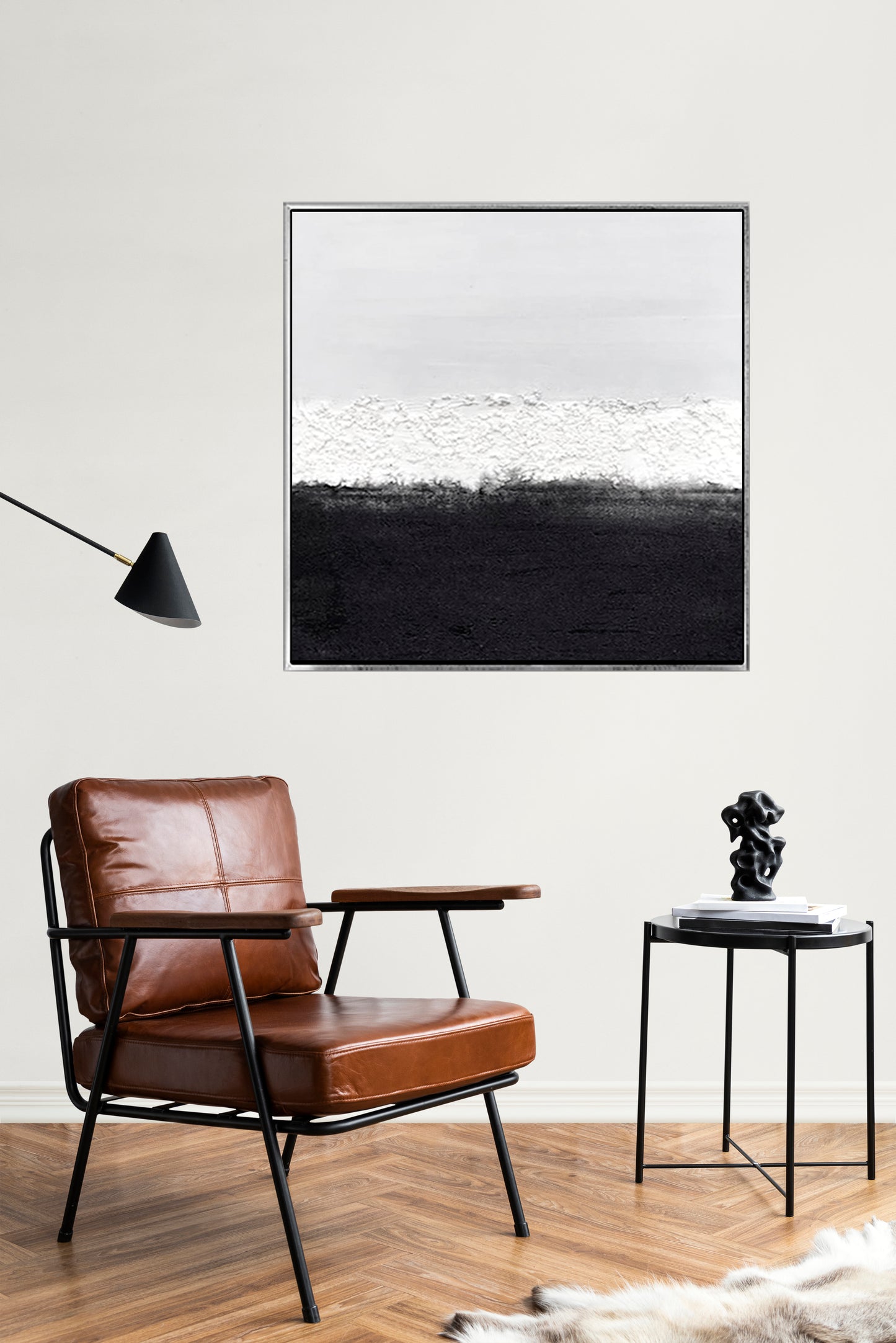 74 Minimalist Art Monochrome Black&White Textured Handpainted Artwork